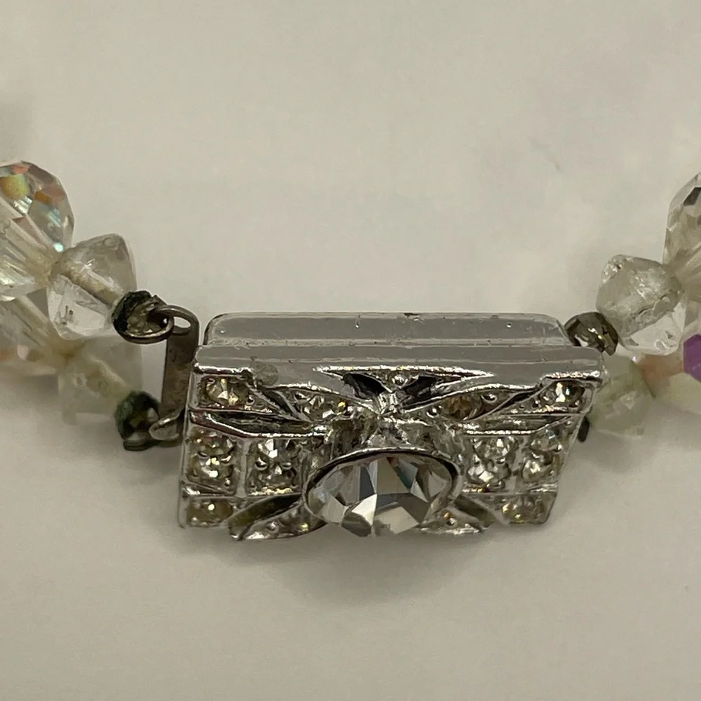 Vintage 7.25” Aurora Borealis Crystal Bracelet ✨ Double Strand AB Beads ✨ - Picture 6 of 12